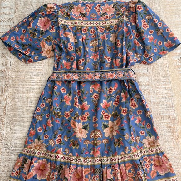 Farm Rio Superbloom Tapestry Blue Mini Floral Dress NWT Size Medium NWT - Picture 7 of 11
